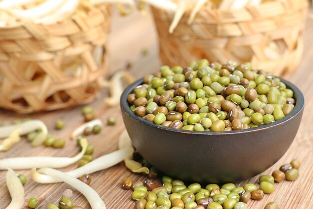 Bean sprouts with seed