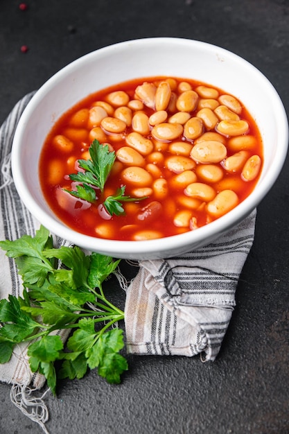 bean tomato sauce white legume beans food healthy meal diet snack on the table copy space food