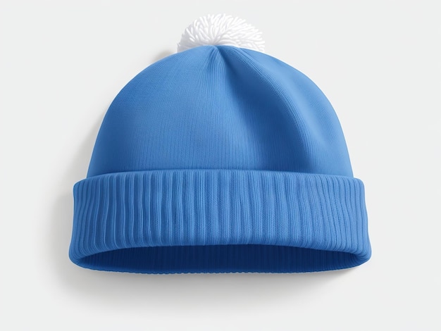 Foto immagine blu di beanie di un modello vuoto