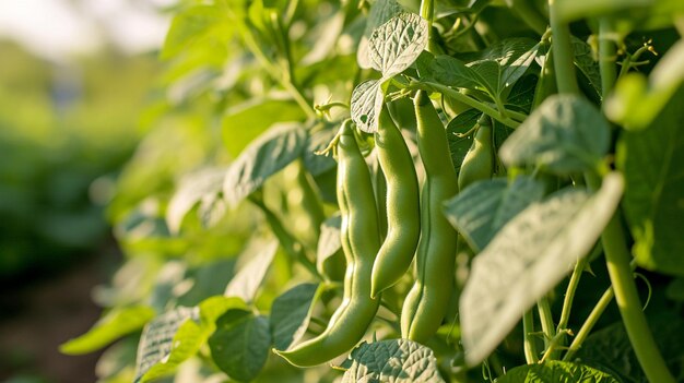 Foto fagioli che crescono in giardino focalizzazione selettiva ia generativa