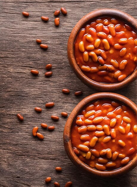 beans in a wooden bowl