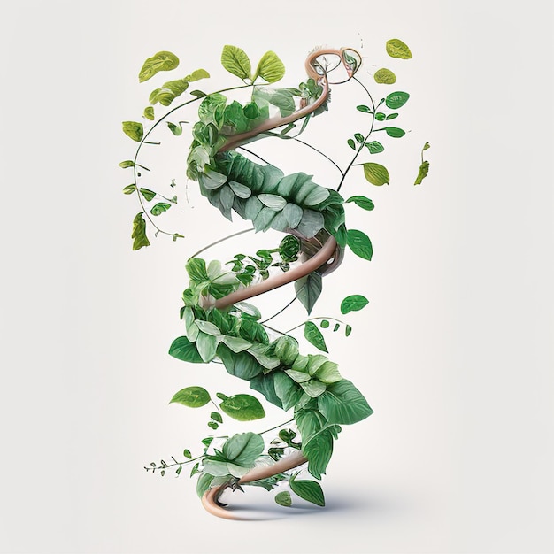 beanstalk vine double helix white background technol