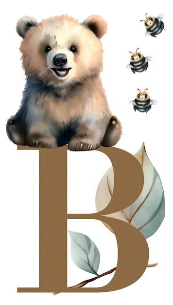 Bear and bees part B of the Dutch animal alphabet