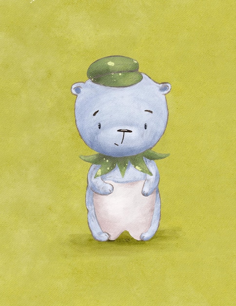 Медвежий мультяшный рисунок, милый милый плюшевый мишка, иллюстрация для детской книги или детской