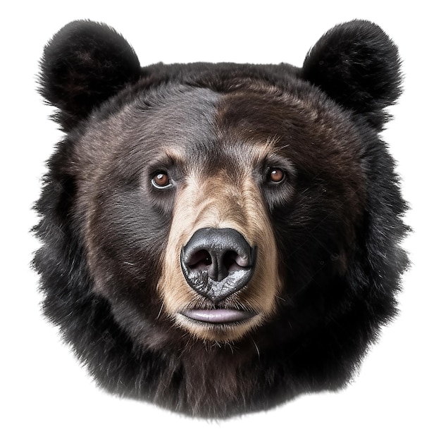 Photo bear face shot isolated on transparent background cutout generative ai