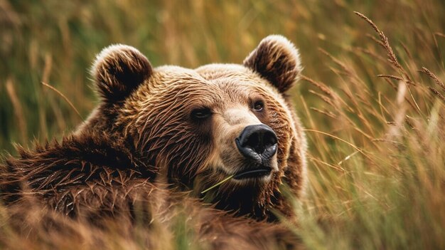 A bear in a field of grass