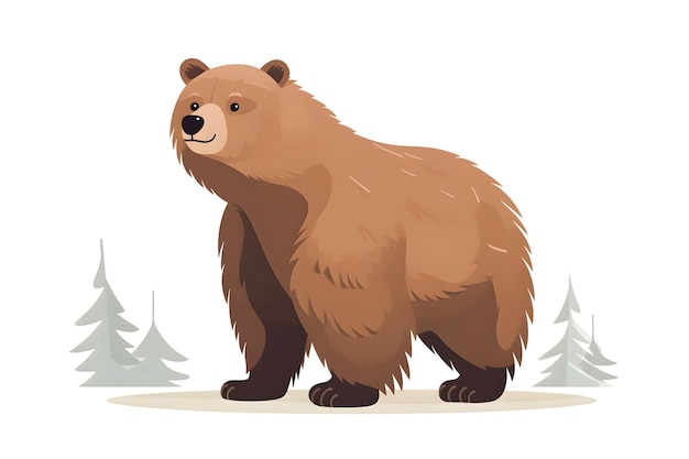 Photo bear in flat style on a light background forest animal