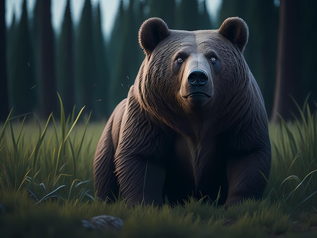 A bear in a forest