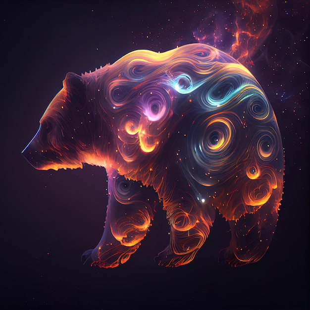 Bear from Galaxies spirals space nebula stars smoke AI render