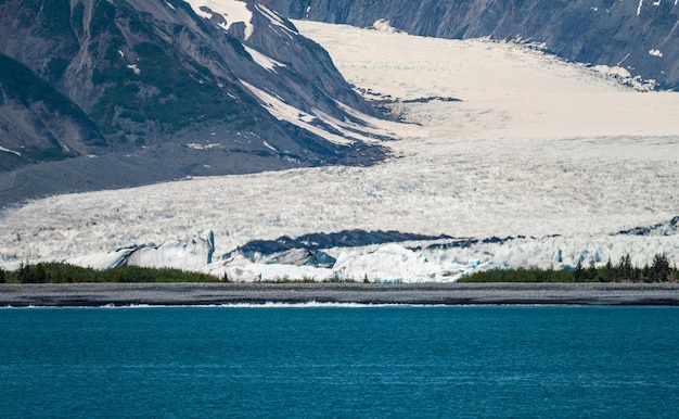 알래스카의 수어드 근처 만으로 들어가는 곰 빙하