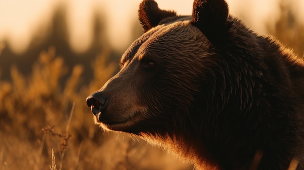 Foto orso nell'ora d'oro