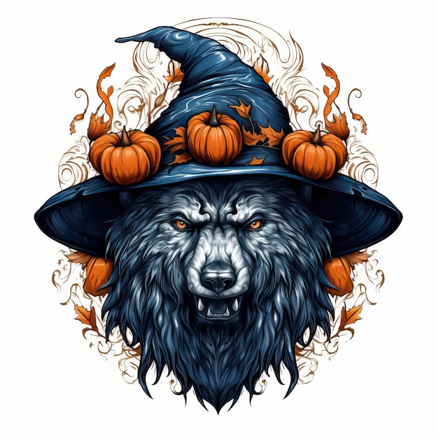 bear Halloween costume design vector in the style of tattooinspired light black and orange