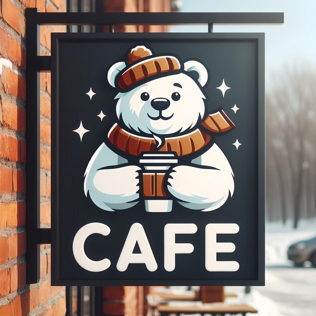 Bear in hand tea cup cafe banner ai image