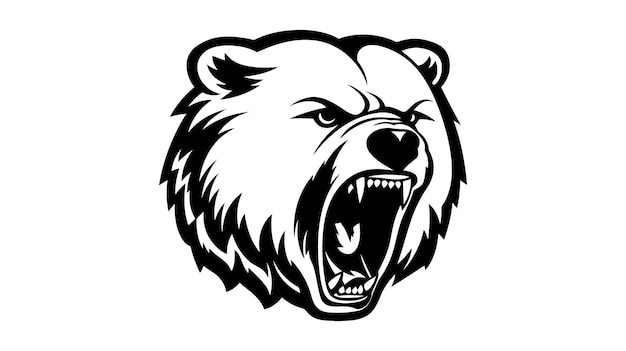 Bear head illustration logo Vector drawing of bear on white background