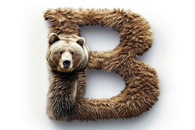 Foto testa di orso lettera b isolata su sfondo bianco concetto di alfabeto animale per l'istruzione dei bambini