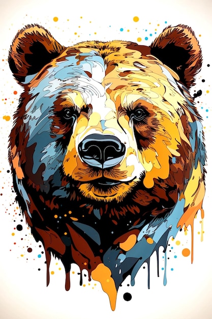 BEAR HEAD PAINT SPLASH ART