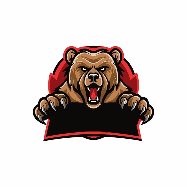 Photo bear head vector illustration esport mascot logo
