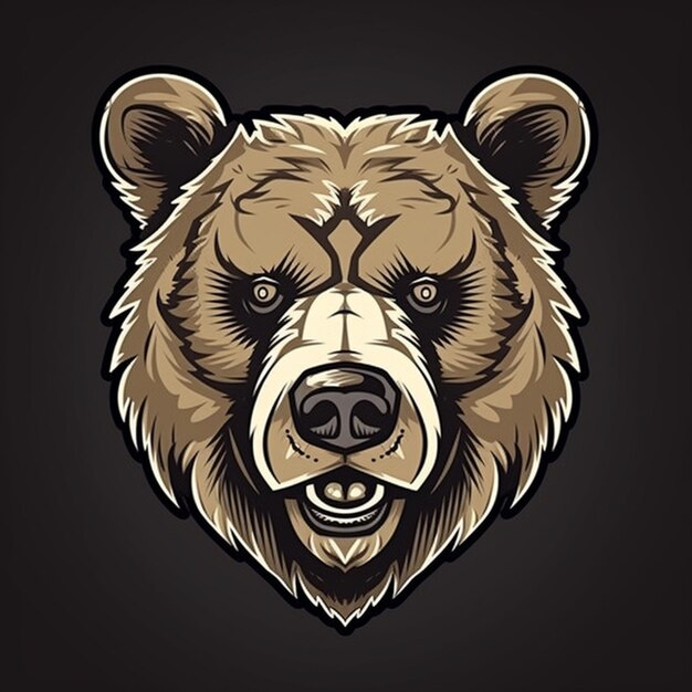 a bear head with a big smile on a dark background generative ai