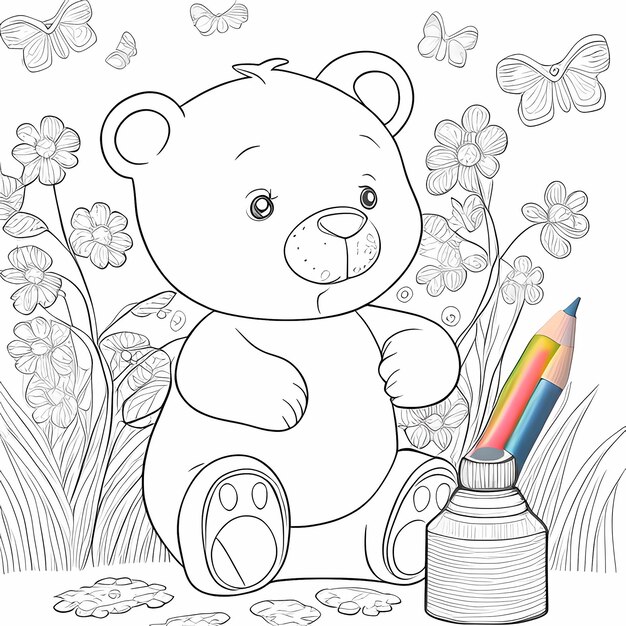 Photo bear hugs cute and cuddly coloring page for little artists