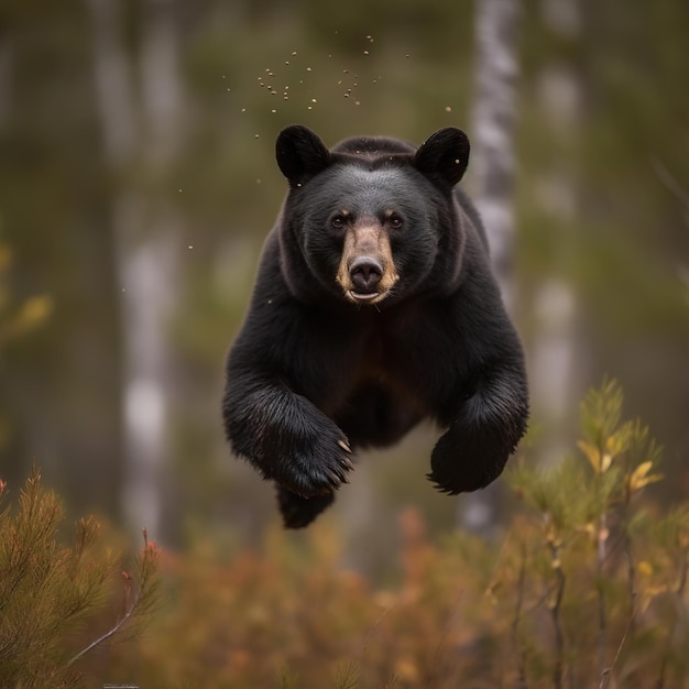 クマが空中でジャンプしてますw