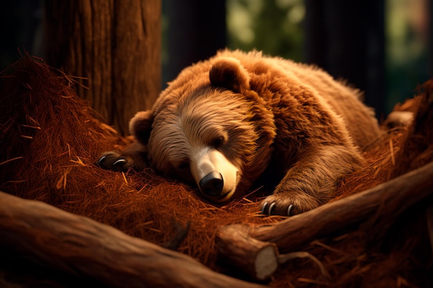 The bear is sleeping AI generated