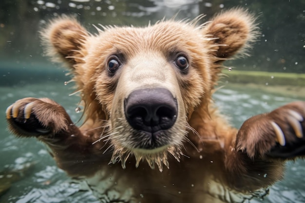 Bear is underwater Beautiful illustration picture Generative AI