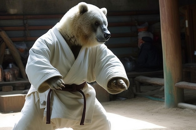 Bear Karate illustration generative ai