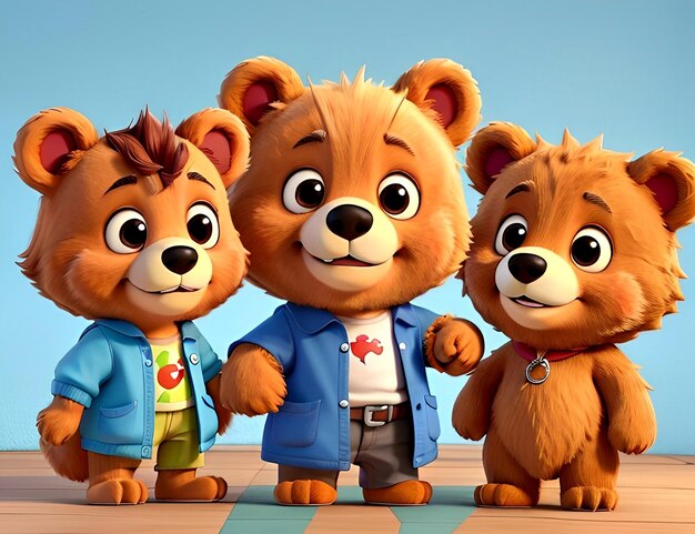 Bear kids cartoon 3d style