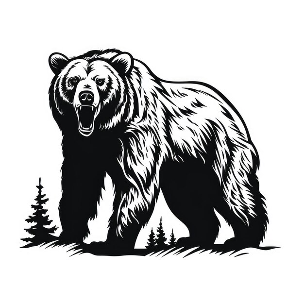 Bear logo black and white AI generated Image