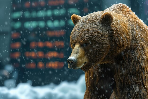 a bear market with an investor in a state of panic while watching stocks crash