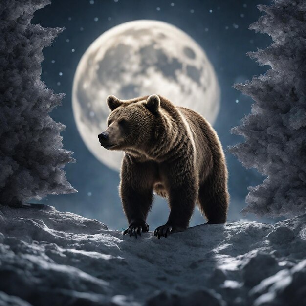 A bear under the moon