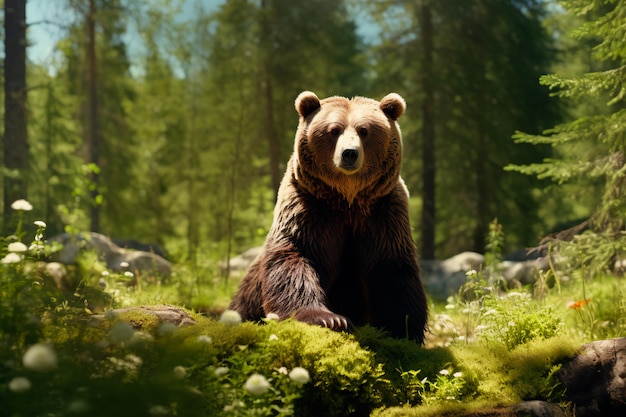 A bear in a mountain forest AI generated