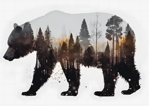 Bear Nature Double Exposure Landschap