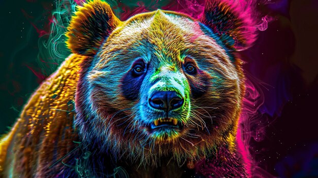 Bear in neon colors