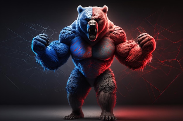 Bear- of bearish-markt in crypto-valuta of aandelen die Generative Ai verhandelen