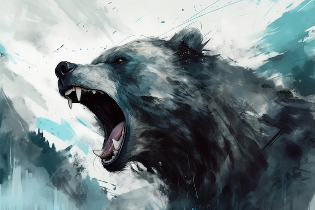 Bear roaring anger Color cute Generate Ai