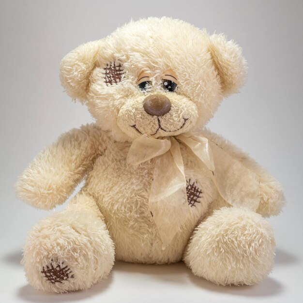 Bear soft toy on a white background