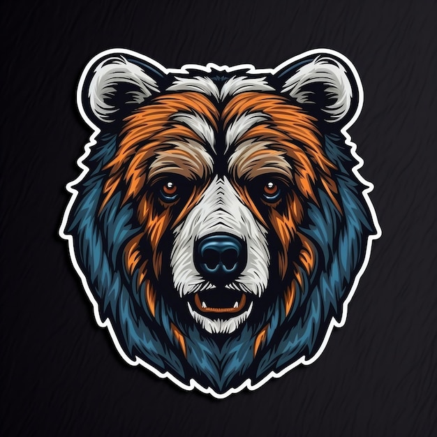 Photo bear sticker on black background ai