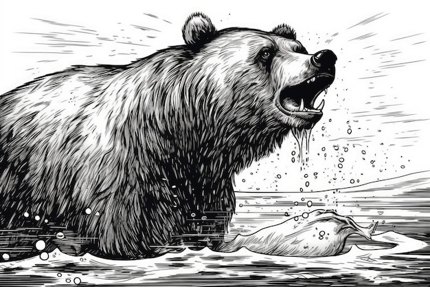 Foto orso che nuota in uno specchio d'acqua ia generativa