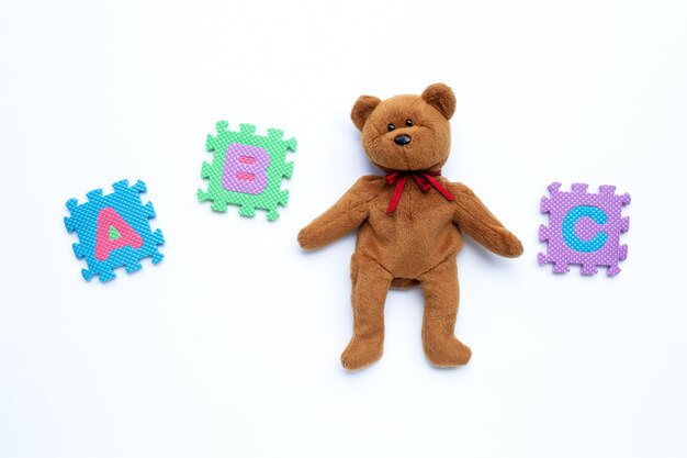 Bear toy with english alphabet puzzle