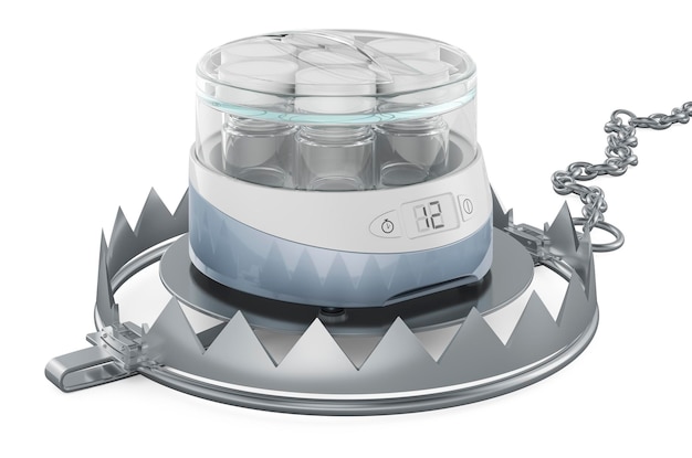 Bear trap with automatic yogurt maker 3D rendering