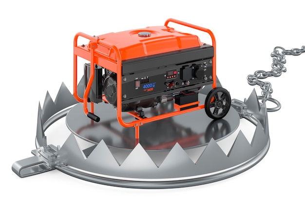 Bear Trap with gasoline generator 3D rendering