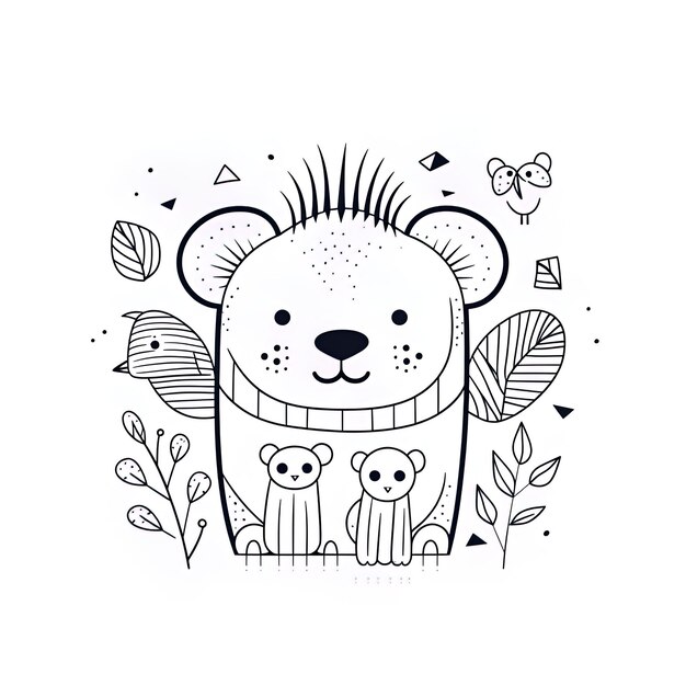 a bear and two bears are in a garden