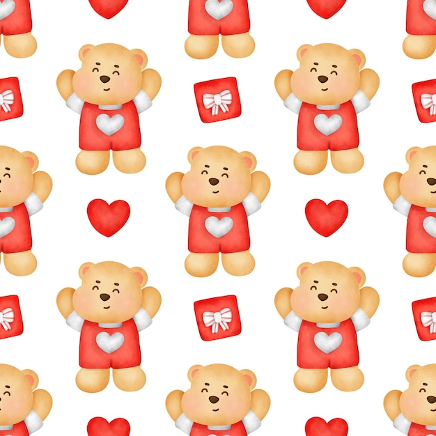 Bear valentine's day seamless pattern