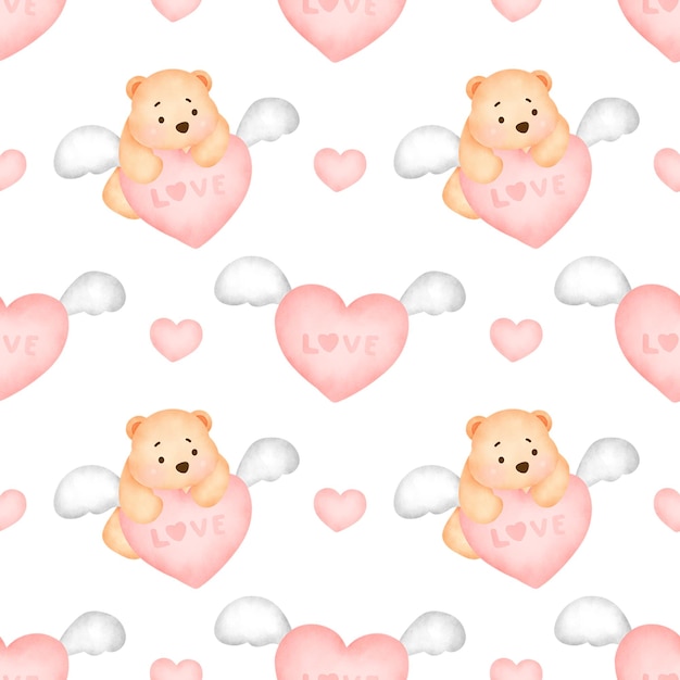 Bear valentine's day seamless pattern