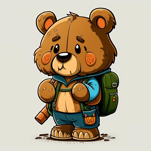 Bear wearing a school bag vector illustration