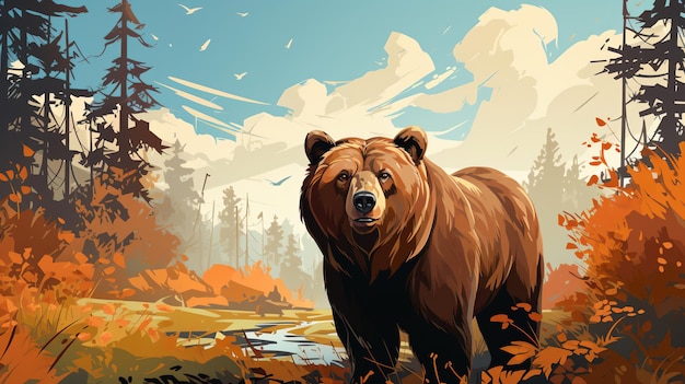 bear in wild forest