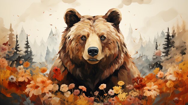 bear in wild forest