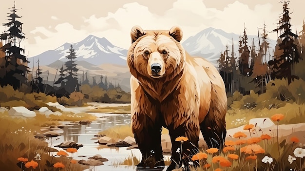 bear in wild forest