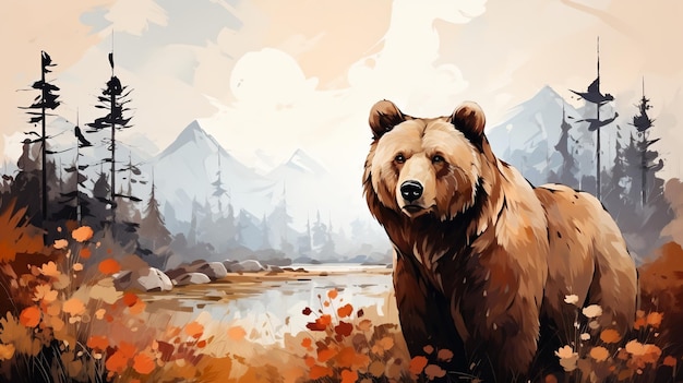 bear in wild forest